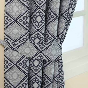 Homescapes Blue Aztec Jacquard Curtain Tie Back Pair Homescapes Blue Aztec Jacquard Curtain Tie Back Pair