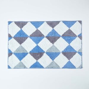 Homescapes Blue and White Harlequin Diamond Check 100% Cotton Bath Mat, 50 x 80 cm, Machine Washable, Soft and Super Absorbent, Non-Slip Latex Reverse Homescapes Blue and White Harlequin Diamond Check 100% Cotton Bath Mat, 50 x 80 cm, Machine Washable, Soft and Super Absorbent, Non-Slip Latex Reverse