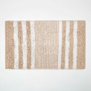 Homescapes Beige and White Chenille Stripe Bath Mat 100% Cotton, 50 x 80 cm, Machine Washable, Super Absorbent, Soft and Tufted, Textured Reverse Homescapes Beige and White Chenille Stripe Bath Mat 100% Cotton, 50 x 80 cm, Machine Washable, Super Absorbent, Soft and Tufted, Textured Reverse