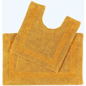 Homescapes Luxury Reversible Mustard Yellow 100% Cotton Pedestal and Bath Mat Set, Machine Washable, Super Absorbent, Soft and Tufted, Eco Friendly Homescapes Luxury Reversible Mustard Yellow 100% Cotton Pedestal and Bath Mat Set, Machine Washable, Super Absorbent, Soft and Tufted, Eco Friendly