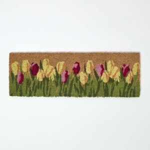 Homescapes Tulips Coir Doormat Runner, 25 x 75 cm, Multi-Coloured, Non-Slip Backing, Durable Homescapes Tulips Coir Doormat Runner, 25 x 75 cm, Multi-Coloured, Non-Slip Backing, Durable