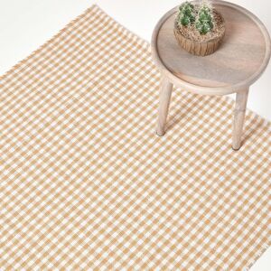 Homescapes Beige Cotton Gingham Check Rug - Rug Homescapes Beige Cotton Gingham Check Rug - Rug