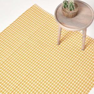 Homescapes Cotton Gingham Check Rug Yellow - Rug Homescapes Cotton Gingham Check Rug Yellow - Rug