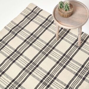 Homescapes Logan Black White Tartan Wool Rug - Non-Slip, 150x240cm Homescapes Logan Black White Tartan Wool Rug - Non-Slip, 150x240cm