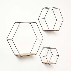 Homescapes Set of 3 Hexagon Floating Shelves Homescapes Set of 3 Hexagon Floating Shelves