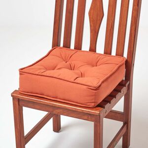 Homescapes Cotton Dining Chair Booster Cushion Firm 10cm Thick Seat Pad, 40 x 40 cm, Terracotta Orange, 100% Cotton Cover, Quilted, Ties, Supportive Homescapes Cotton Dining Chair Booster Cushion Firm 10cm Thick Seat Pad, 40 x 40 cm, Terracotta Orange, 100% Cotton Cover, Quilted, Ties, Supportive