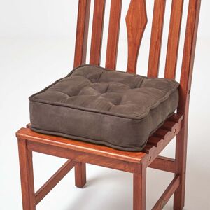 Homescapes Faux Suede Dining Chair Booster Cushion Firm 10cm Thick Seat Pad, 40 x 40 cm, Chocolate Brown, Quilted Design, Ribbon Ties Homescapes Faux Suede Dining Chair Booster Cushion Firm 10cm Thick Seat Pad, 40 x 40 cm, Chocolate Brown, Quilted Design, Ribbon Ties