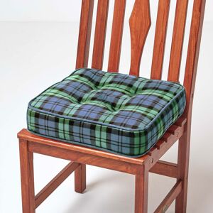Homescapes Cotton Dining Chair Booster Cushion Firm 10cm Thick Seat Pad, 40 x 40 cm, Green, Tartan, 100% Cotton Cover, Quilted, Ties Supportive Homescapes Cotton Dining Chair Booster Cushion Firm 10cm Thick Seat Pad, 40 x 40 cm, Green, Tartan, 100% Cotton Cover, Quilted, Ties Supportive