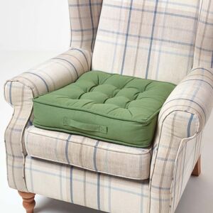 Homescapes Cotton Armchair Booster Cushion Firm 10cm Thick Seat Pad, 50 x 50 cm, Forest Green, 100% Cotton Cover, Supportive Filling, Carry Handle Homescapes Cotton Armchair Booster Cushion Firm 10cm Thick Seat Pad, 50 x 50 cm, Forest Green, 100% Cotton Cover, Supportive Filling, Carry Handle