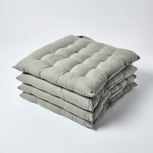 Homescapes Set of 4 Luxury 100% Cotton Seat Pad with Button Straps, 40 x 40 cm, Grey, OEKO-TEX Certified, For Dining & Garden, Plain Homescapes Set of 4 Luxury 100% Cotton Seat Pad with Button Straps, 40 x 40 cm, Grey, OEKO-TEX Certified, For Dining & Garden, Plain