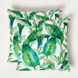 Homescapes Green Leaf Outdoor Cushions for Garden Waterproof 45 cm, Set of 2 Homescapes Green Leaf Outdoor Cushions for Garden Waterproof 45 cm, Set of 2