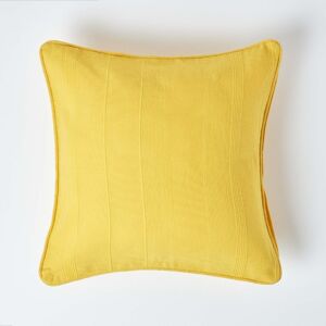Homescapes Cotton Rajput Ribbed Yellow Cushion Cover, 45 x 45 cm Homescapes Cotton Rajput Ribbed Yellow Cushion Cover, 45 x 45 cm