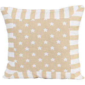 Homescapes Cotton Beige Stripe Border and Stars Cushion Cover, 45 x 45 cm Homescapes Cotton Beige Stripe Border and Stars Cushion Cover, 45 x 45 cm