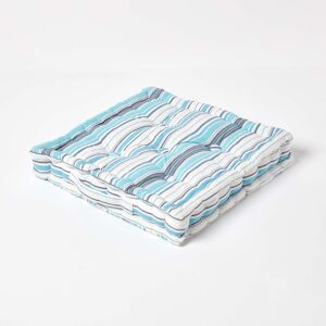 Homescapes 100% Cotton Stripe Floor Cushion, 40 x 40 x 8 cm, Blue, OEKO-TEX Certified, Handcrafted, 16 x 16 x 3" Homescapes 100% Cotton Stripe Floor Cushion, 40 x 40 x 8 cm, Blue, OEKO-TEX Certified, Handcrafted, 16 x 16 x 3"
