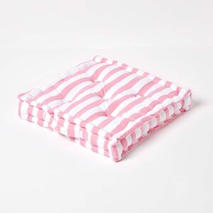 Homescapes 100% Cotton Stripe Floor Cushion, 40 x 40 x 8 cm, Pink, OEKO-TEX Certified, Handcrafted, 16 x 16 x 3" Homescapes 100% Cotton Stripe Floor Cushion, 40 x 40 x 8 cm, Pink, OEKO-TEX Certified, Handcrafted, 16 x 16 x 3"