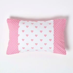 Homescapes Cotton Pink Hearts and Polka Dots Rectangular Cushion Cover,30 x 50 cm Homescapes Cotton Pink Hearts and Polka Dots Rectangular Cushion Cover,30 x 50 cm