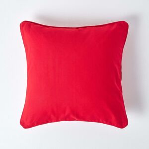 Homescapes Cotton Plain Red Cushion Cover, 45 x 45 cm Homescapes Cotton Plain Red Cushion Cover, 45 x 45 cm