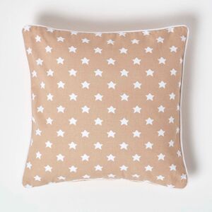 Homescapes Cotton Beige Stars Cushion Cover, 45 x 45 cm Homescapes Cotton Beige Stars Cushion Cover, 45 x 45 cm