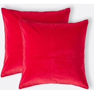 Homescapes Set of 2 Luxury Red Cotton Velvet Cushion Covers 40 x 40 cm Homescapes Set of 2 Luxury Red Cotton Velvet Cushion Covers 40 x 40 cm