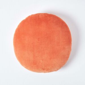 Homescapes Luxury Burnt Orange Cotton Velvet Cushion Round Scatter Cushion 40cm Homescapes Luxury Burnt Orange Cotton Velvet Cushion Round Scatter Cushion 40cm