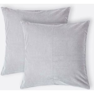 Homescapes Set of 2 Luxury Silver Grey Cotton Velvet Cushion Covers 40 x 40 cm Homescapes Set of 2 Luxury Silver Grey Cotton Velvet Cushion Covers 40 x 40 cm