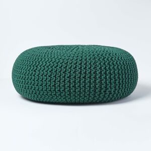 Homescapes Forest Green Knitted Cotton Large Round Pouffe Footstool 70 x 23cm Homescapes Forest Green Knitted Cotton Large Round Pouffe Footstool 70 x 23cm