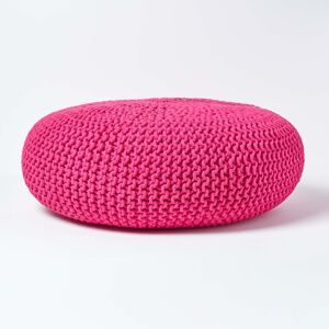 Homescapes Hot Pink Knitted Cotton Large Round Pouffe Footstool 70 x 23 cm Homescapes Hot Pink Knitted Cotton Large Round Pouffe Footstool 70 x 23 cm