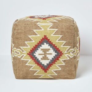 Homescapes Brown & Red Kilim Footstool - Footstool Homescapes Brown & Red Kilim Footstool - Footstool