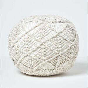 Homescapes Natural Macrame Pouffe Knitted Round Footstool 40 x 50 cm Homescapes Natural Macrame Pouffe Knitted Round Footstool 40 x 50 cm