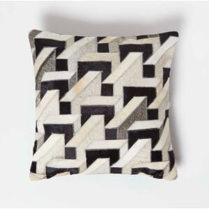 Homescapes Geometric Block Brown & Cream Leather Cushion 45 x 45 cm Homescapes Geometric Block Brown & Cream Leather Cushion 45 x 45 cm