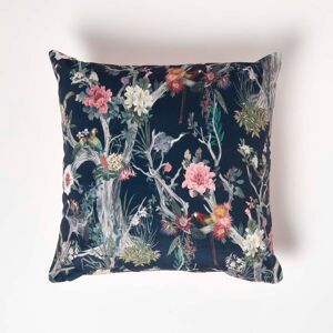Homescapes Floral Garden Parrot Cream Velvet Cushion 46 x 46 cm Homescapes Floral Garden Parrot Cream Velvet Cushion 46 x 46 cm
