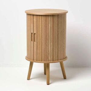 Homescapes Modern Side Table, Round Cabinet with Sliding Tambour Doors, 65cm Homescapes Modern Side Table, Round Cabinet with Sliding Tambour Doors, 65cm