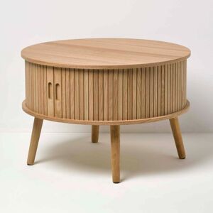 Homescapes Modern Coffee Table, Round Cabinet with Sliding Tambour Doors Homescapes Modern Coffee Table, Round Cabinet with Sliding Tambour Doors