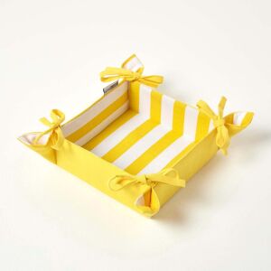 Homescapes Reversible Fabric Bread Basket Yellow Stripes Foldable Basket Homescapes Reversible Fabric Bread Basket Yellow Stripes Foldable Basket