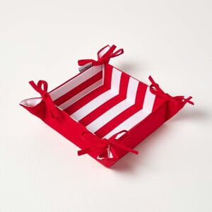 Homescapes Reversible Fabric Bread Basket Red Stripes Foldable Basket Homescapes Reversible Fabric Bread Basket Red Stripes Foldable Basket
