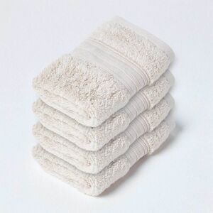 Homescapes Zero Twist Supima Cotton Beige Face Cloth, Set of 4 Homescapes Zero Twist Supima Cotton Beige Face Cloth, Set of 4