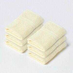 Homescapes Pastel Yellow Face Towel 100 % Turkish Cotton, Set of 6 Homescapes Pastel Yellow Face Towel 100 % Turkish Cotton, Set of 6