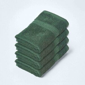 Homescapes Dark Green Face Towel 100 % Turkish Cotton, Set of 4 Homescapes Dark Green Face Towel 100 % Turkish Cotton, Set of 4