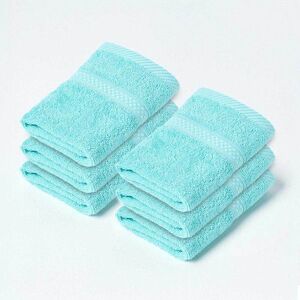 Homescapes Aqua Blue Face Towel 100 % Turkish Cotton, Set o 6 Homescapes Aqua Blue Face Towel 100 % Turkish Cotton, Set o 6