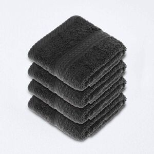 Homescapes Black Face Cloth 100 % Turkish Cotton, Set of 4 Homescapes Black Face Cloth 100 % Turkish Cotton, Set of 4