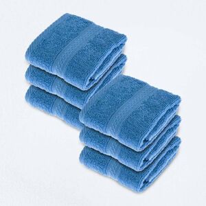 Homescapes Cobalt Blue Face Cloth 100 % Turkish Cotton, Set of 6 Homescapes Cobalt Blue Face Cloth 100 % Turkish Cotton, Set of 6