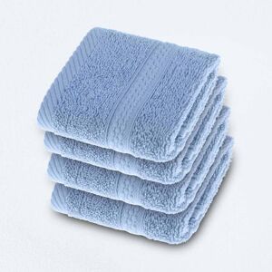 Homescapes Light Blue Face Cloth 100 % Turkish Cotton, Set of 4 Homescapes Light Blue Face Cloth 100 % Turkish Cotton, Set of 4