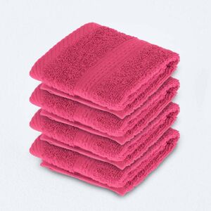 Homescapes Dark Pink Face Cloth 100 % Turkish Cotton, Set of 4 Homescapes Dark Pink Face Cloth 100 % Turkish Cotton, Set of 4