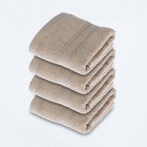 Homescapes Stone Beige Face Cloth 100 % Turkish Cotton, Set of 4 Homescapes Stone Beige Face Cloth 100 % Turkish Cotton, Set of 4