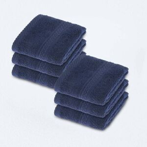 Homescapes Navy Blue Face Cloth 100% Turkish Cotton, Set of 6 Homescapes Navy Blue Face Cloth 100% Turkish Cotton, Set of 6