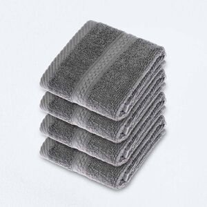 Homescapes Dark Grey Face Cloth 100% Turkish Cotton, Set of 4 Homescapes Dark Grey Face Cloth 100% Turkish Cotton, Set of 4