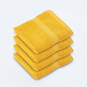 Homescapes Turkish 100% Cotton Face Cloth Super Soft Ochre Yellow, Set of 4 Homescapes Turkish 100% Cotton Face Cloth Super Soft Ochre Yellow, Set of 4