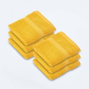Homescapes Turkish 100% Cotton Face Cloth Super Soft Ochre Yellow, Set of 6 Homescapes Turkish 100% Cotton Face Cloth Super Soft Ochre Yellow, Set of 6
