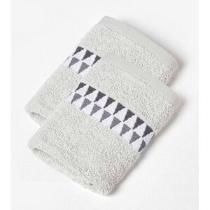Homescapes Grey Face Cloth Geometric 100% Cotton Towel, Set of 2 Homescapes Grey Face Cloth Geometric 100% Cotton Towel, Set of 2