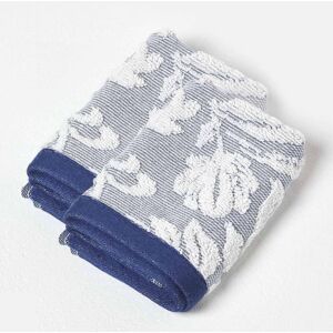 Homescapes Navy Damask Face Cloth 600GSM 100% Turkish Cotton, Set of 2 Homescapes Navy Damask Face Cloth 600GSM 100% Turkish Cotton, Set of 2